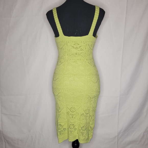 Freshman1996 Lime Green Crochet Knit Sheath Dress Mini Length Size S - Picture 2 of 4
